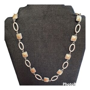 Premier Designs Gold and Silver Tone Fashion Necklace Geometric Squares Ovals